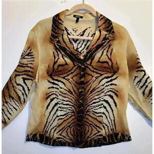 ESCADA WOMENS ANIMAL PRINT SILK BLOUSE GREEK DESIGN WOMEN'S 44 OR US SIZE MEDIUM